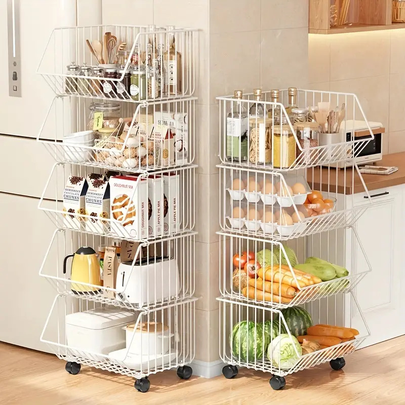 تربو معدني 4 دور لحمل و تنظيم ادوات المطبخ و الحمام بعجلات لسهوله الحركة