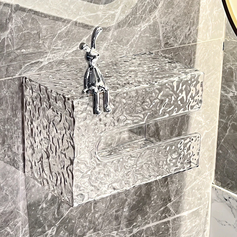 علبة مناديل اكليريك بدبدوب ثري دي لغرف النوم والأطفال والحمام بلزق دبل فيس قوي