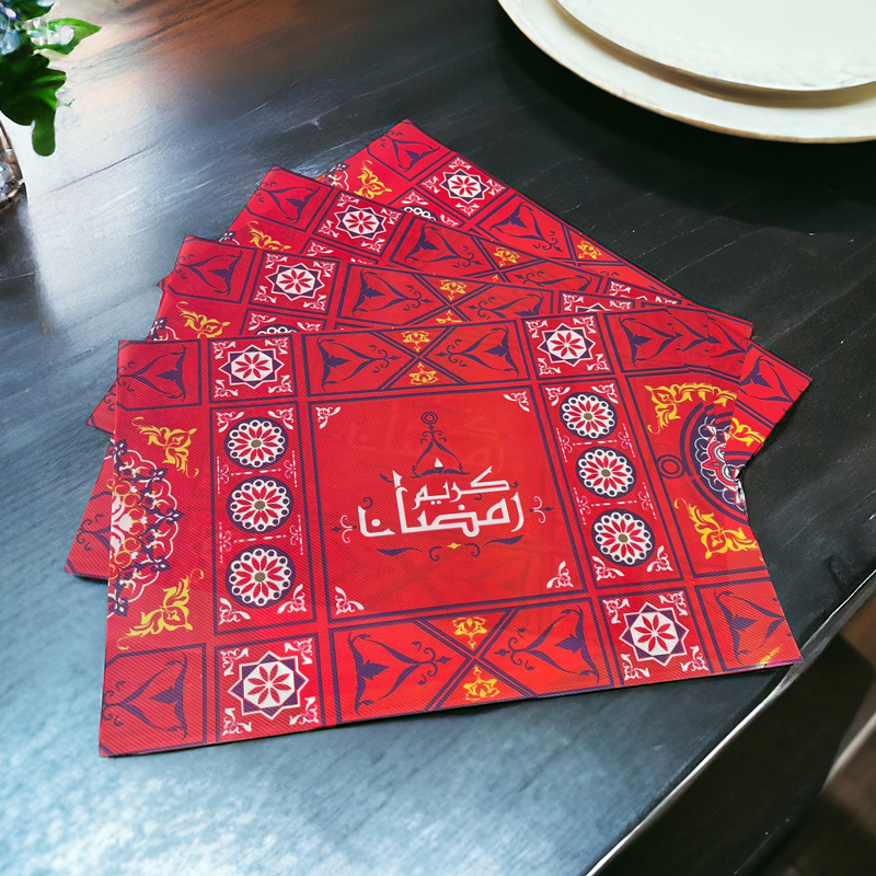 مفارش ثلاجة رمضانية 4 قطع بأشكال وألوان مختلفة قابل للغسيل