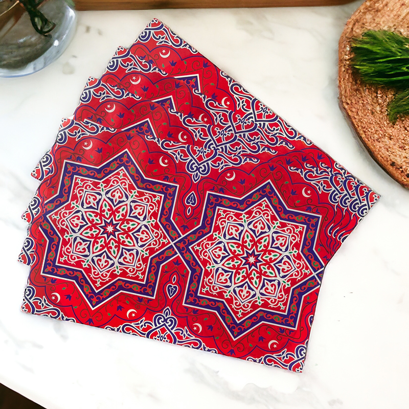 مفارش ثلاجة رمضانية 4 قطع بأشكال وألوان مختلفة قابل للغسيل