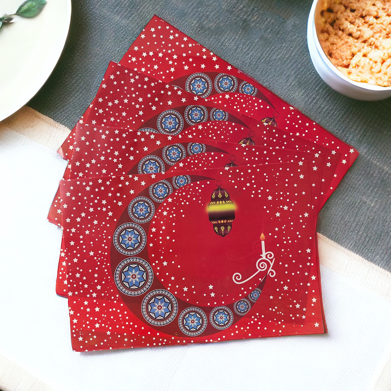 مفارش ثلاجة رمضانية 4 قطع بأشكال وألوان مختلفة قابل للغسيل