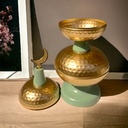 تمرية قبة دورين معدن مزينة بهلال رمضان لتقديم التمر والمكسرات للضيوف في رمضان