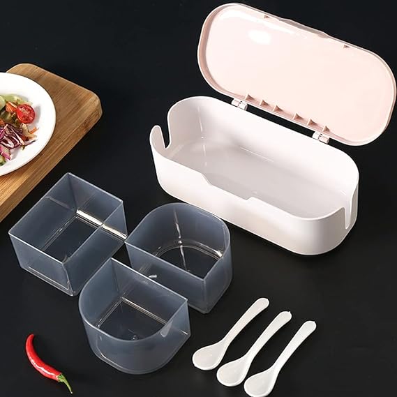 طقم توابل 3 قطع قابلة للفك للأستخدام بمفردها بمعالق وغطاء محكم الغلق