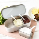 علبة توابل مقسمة 3 قطع قابلة للفك بمعالق لسهولة الأستخدام وغطاء محكم الغلق