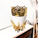 مبخرة رمضانية بحامل لضمان الثبات من الجبس ومعدن مطلي باللون الذهبي لديكور مميز