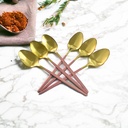 طقم معالق استانليس ستيل 6 قطع جولد بمقبض باللون البينك