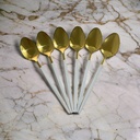 طقم معالق استانليس ستيل 6 قطع جولد بمقبض باللون الأبيض