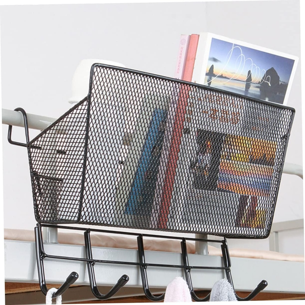 رف معدن معلق مع 5 هوك لتنظيم و تعليق ادوات المطبخ و الحمام