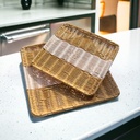 طقم صواني رتان 2 قطعة مربعة بمقاسات مختلفة للسفرة او المطبخ لتجديد ديكور منزلك