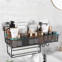 رف منظم وحامل لأدوات المطبخ والحمام بهوكات ورف حامل للمناديل من المعدن بلزق دبل فيس قوي