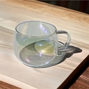 مج زجاج شفاف مموج  400 ملي لشرب وتقديم اللاتية والنسكافية والعصائر بيد