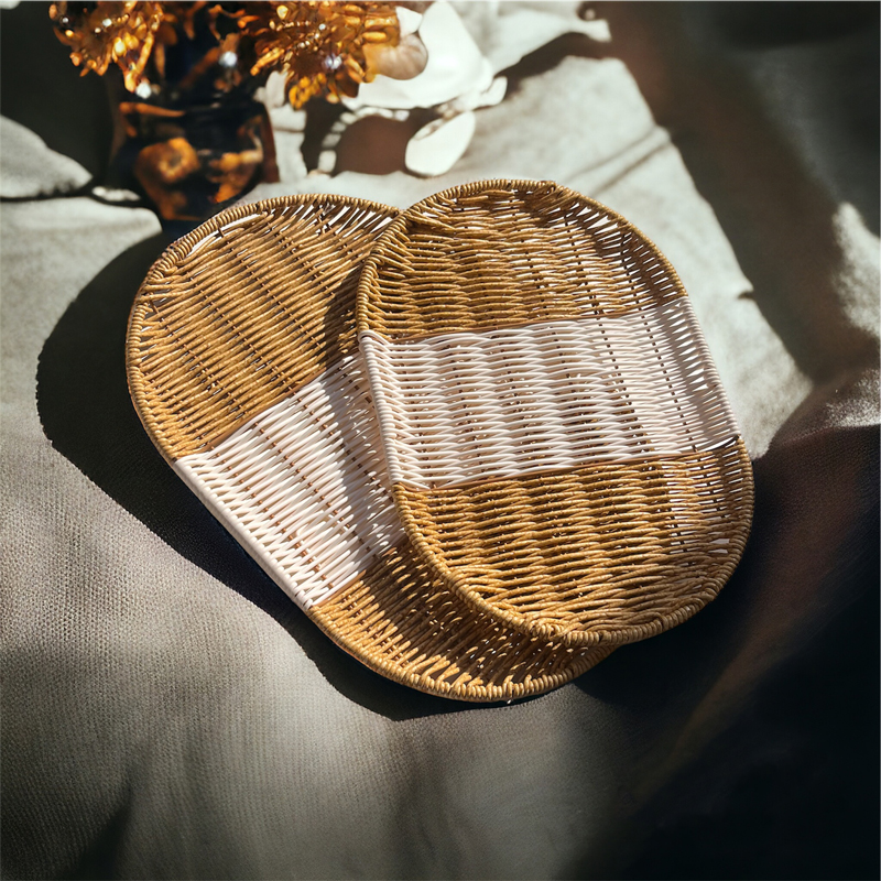 طقم صواني قطعتين لحمل وتقديم العيش والطعام علي السفرة بشكل شيك بمقاسات مختلفة