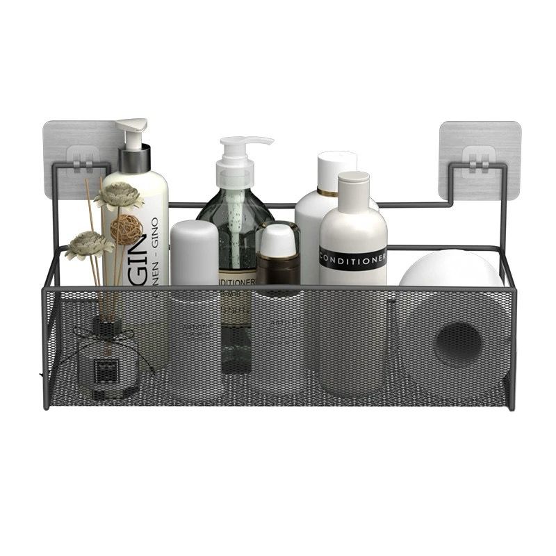 رف لحمل وتنظيم ادوات الحمام والمطبخ بلزق دبل فيس قوي للتعليق بدون حفر وتخريم من المعدن