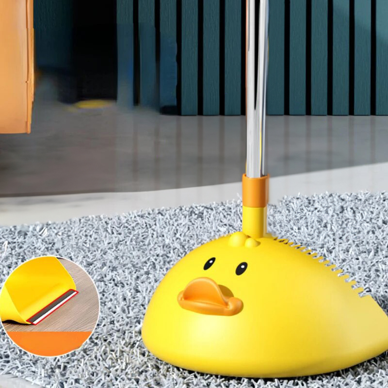 طقم تنظيف بطوط مقشة دوارة لسهولة الوصول للزوايا والأركان وجاروف بيد معدن ومقبض مريح لليد