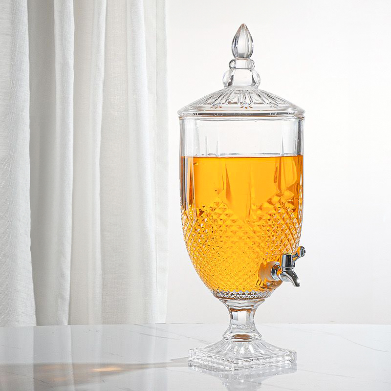 ديسبنسر عصائر زجاج 5 لتر بغطاء محكم الغلق مع حنفية لسهولة الأستخدام