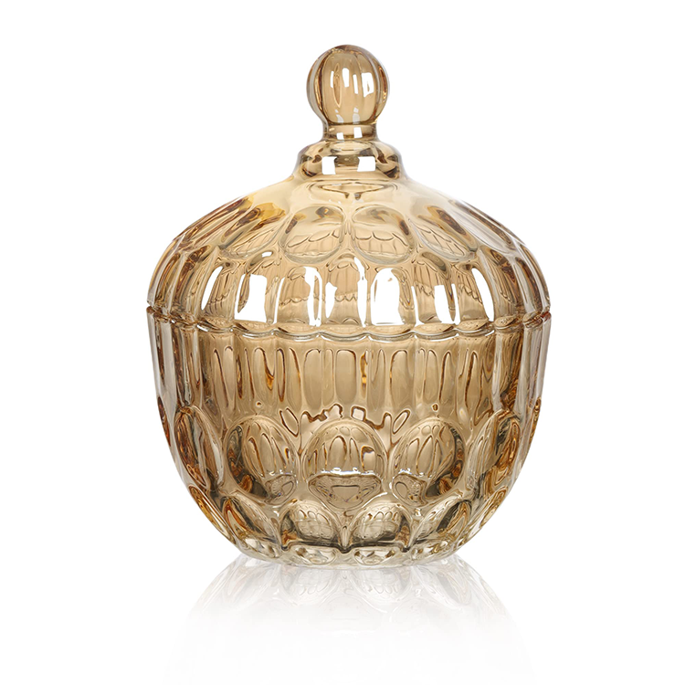 بونبونيرة كريستال عسلي شفاف لحفظ وتقديم الشكولاتة والبونبون والكاندي لضيوفك بشكل شيك ومميز