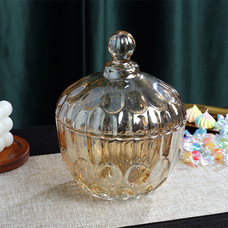 بونبونيرة كريستال عسلي شفاف لحفظ وتقديم الشكولاتة والبونبون والكاندي لضيوفك بشكل شيك ومميز