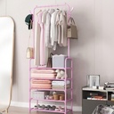 استاند ملابس معدن 4 دور لتنظيم الكلابس و الشنط و مكان لتعليق الملابس بعجل لسهولة تحريكه من مكان لاخر