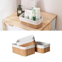 طقم  بوكس خشب 3 قطع بمقاسات مختلفة مبطن من الداخل بالكتان لتنظيم ادوات المطبخ و الحمام و لقطع الديكور