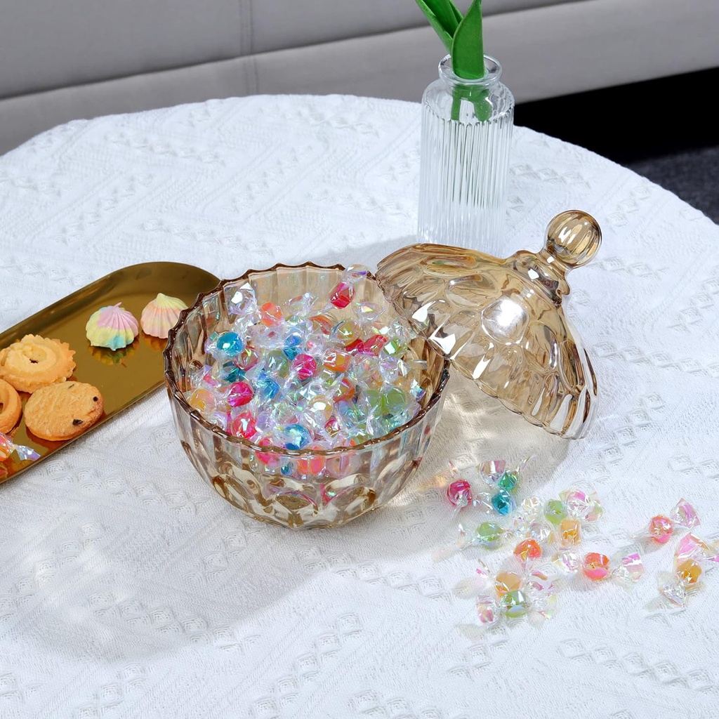بونبونيرة كريستال لحفظ وتقديم الشوكولاتة والكاندي للضيوف بشكل شيك بغطاء للحفاظ علي المحتويات