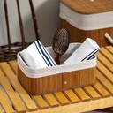 طقم باسكت خشب 3 قطع بمقاسات مختلفة ببطانه كتان لحمل وتنظيم ادوات الميكب والعناية بالشعر والبشرة والملابس