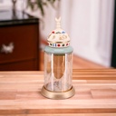 تمرية خير وبركة زجاج بغطاء شكل قبة لحفظ وتقديم التمر والمكسرات والشوكولاته للضيوف بشكل مختلف