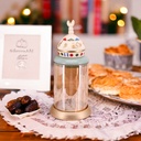 تمرية خير وبركة زجاج بغطاء شكل قبة لحفظ وتقديم التمر والمكسرات والشوكولاته للضيوف بشكل مختلف