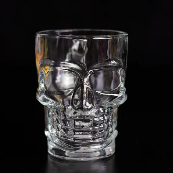 مج شكل جمجمة ثري دي زجاج شفاف بيد لشرب العصائر و النسكافية 245 ملي