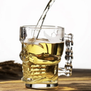 مج شكل جمجمة ثري دي زجاج شفاف بيد لشرب العصائر و النسكافية 245 ملي