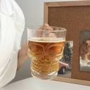 مج شكل جمجمة ثري دي زجاج شفاف بيد لشرب العصائر و النسكافية 245 ملي