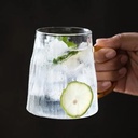 مج متعرج زجاج شفاف بيد جولد 400 ملي لشرب و تقديم العصائر و النسكافية