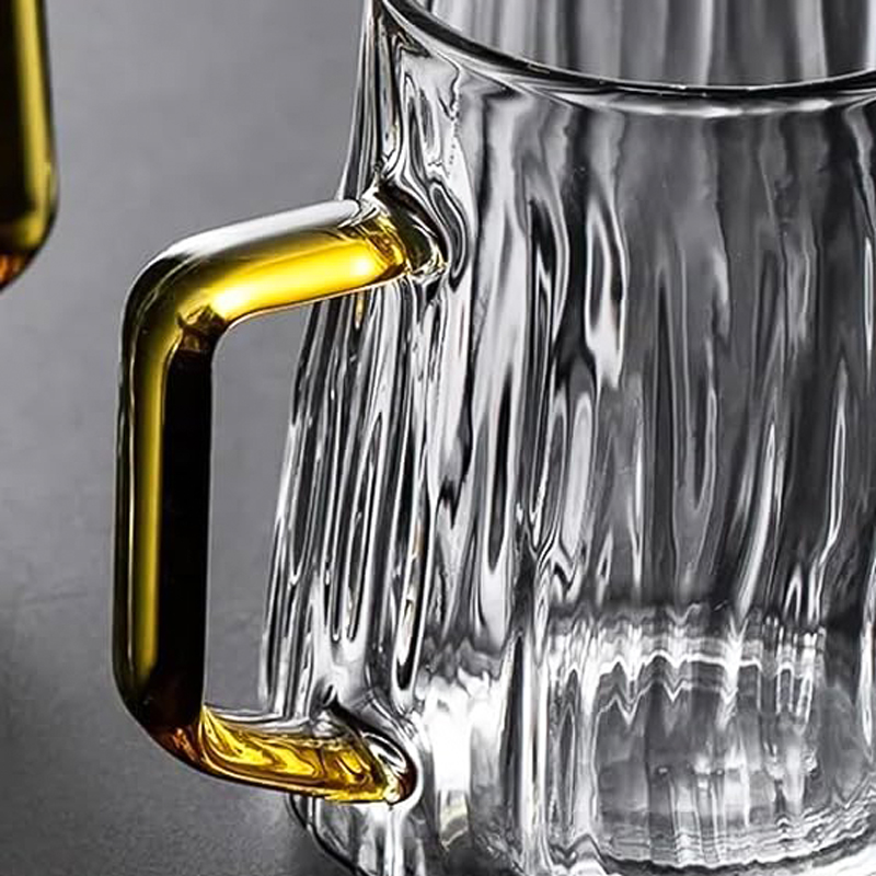 مج متعرج زجاج شفاف بيد جولد 400 ملي لشرب و تقديم العصائر و النسكافية