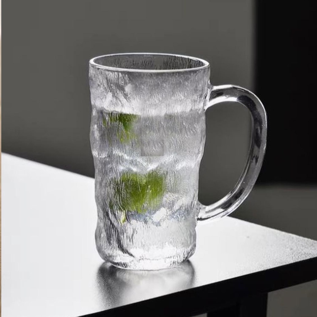 طقم  6 قطع مج زجاج صخري 600 ملي بيد لشرب و تقديم العاصائر و المشروبات الساخنه