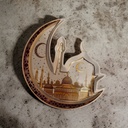 طبق تسالي بورسلين مجسم هلال وجامع لتقديم التمر والمكسرات والحلويات في عزومات رمضان