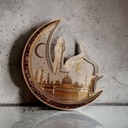 طبق تسالي بورسلين مجسم هلال وجامع لتقديم التمر والمكسرات والحلويات في عزومات رمضان