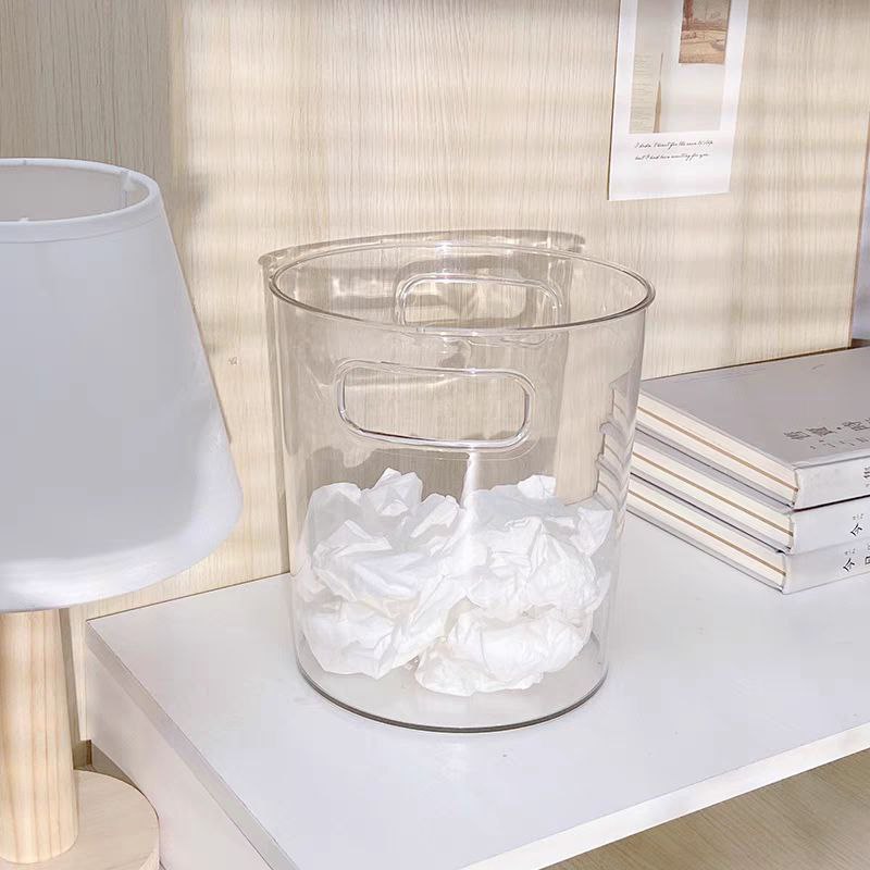 باسكت قمامة اكليريك شفاف بيد لسهولة الحمل مناسب لغرف النوم والمطبخ والحمام