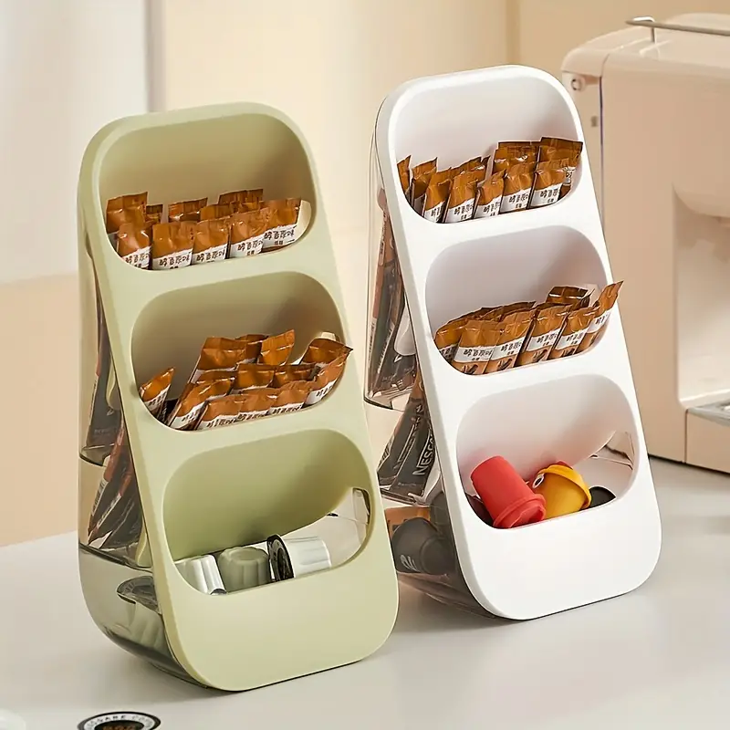حامل ومنظم معالق بلاستيك  3 ادوار مع مصفاة لترتيب ادوات المطبخ بسهولة