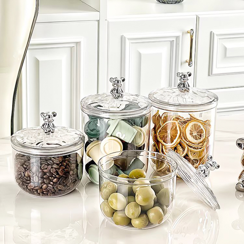 برطمان اكليريك 1400 ملي بغطاء محكم الغلق مزين بدبدوب لحفظ الكاندي والكورن فليكس والحلوي‏