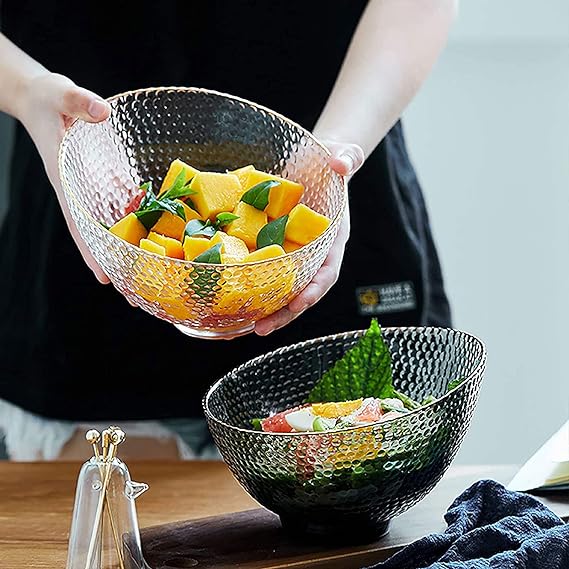 بولة اكليريك منقرش شفاف بحواف جولد لتقديم و حمل السلطة و الفاكهه علي الفسرة للضيوف بشكل شيك