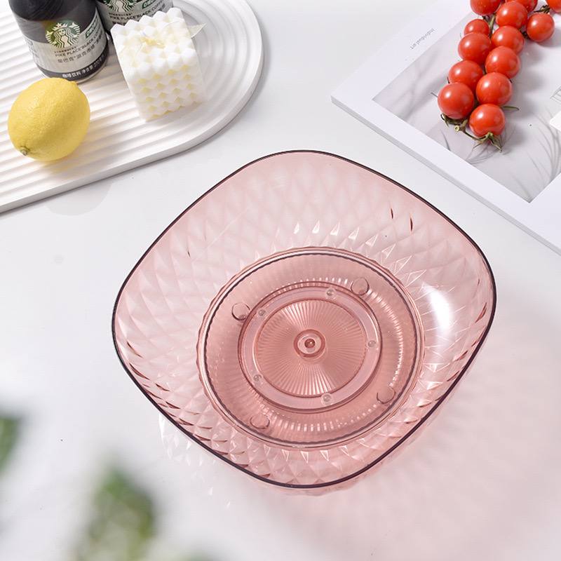 طبق اكليريك مربع بقاعدة دوارة 360 درجة لحمل و تقديم الفواكه و الستالي للضيوف بشكل شيك و مختلف