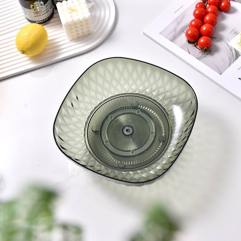 طبق اكليريك مربع بقاعدة دوارة 360 درجة لحمل و تقديم الفواكه و الستالي للضيوف بشكل شيك و مختلف