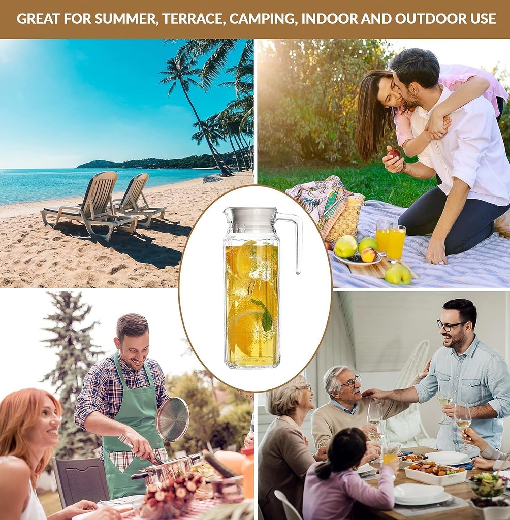 شفشق اكليريك 1 لتر لتقديم المشروبات والعصائر الرمضانية بغطاء محكم الغلق ويد