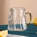 مج متعرج زجاج شفاف بيد جولد 400 ملي لشرب و تقديم العصائر و النسكافية