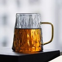 مج متعرج زجاج شفاف بيد جولد 400 ملي لشرب و تقديم العصائر و النسكافية