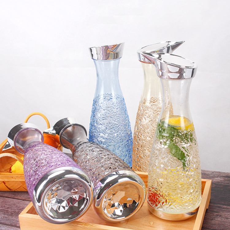 زجاجة بشكل عصري لتقديم المياه والعصائر والمشروبات الرمضانية 1600 ملي من الاكليريك بألوان مختلفة مبهجة