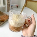 مج زجاج شفاف صخري بيد لشرب و تقديم العصائر و المشروبات الساخنة