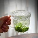 مج زجاج شفاف صخري بيد لشرب و تقديم العصائر و المشروبات الساخنة