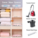 ثلاثة أكياس فاكيوم بمقاسات مختلفة لتخزين الملابس والبطاطين وتوفير المساحات والحفاظ عليهم من الاتربة