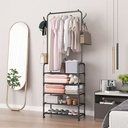 استاند ملابس معدن 4 ارفف بهوكات لحمل وتنظيم الملابس والأحذية والحقائب