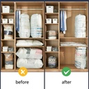 كيس تخزين فاكيوم للملابس والبطاطين موفرة للمساحة محكمة الغلق بسوستة حجم 80*100 سم